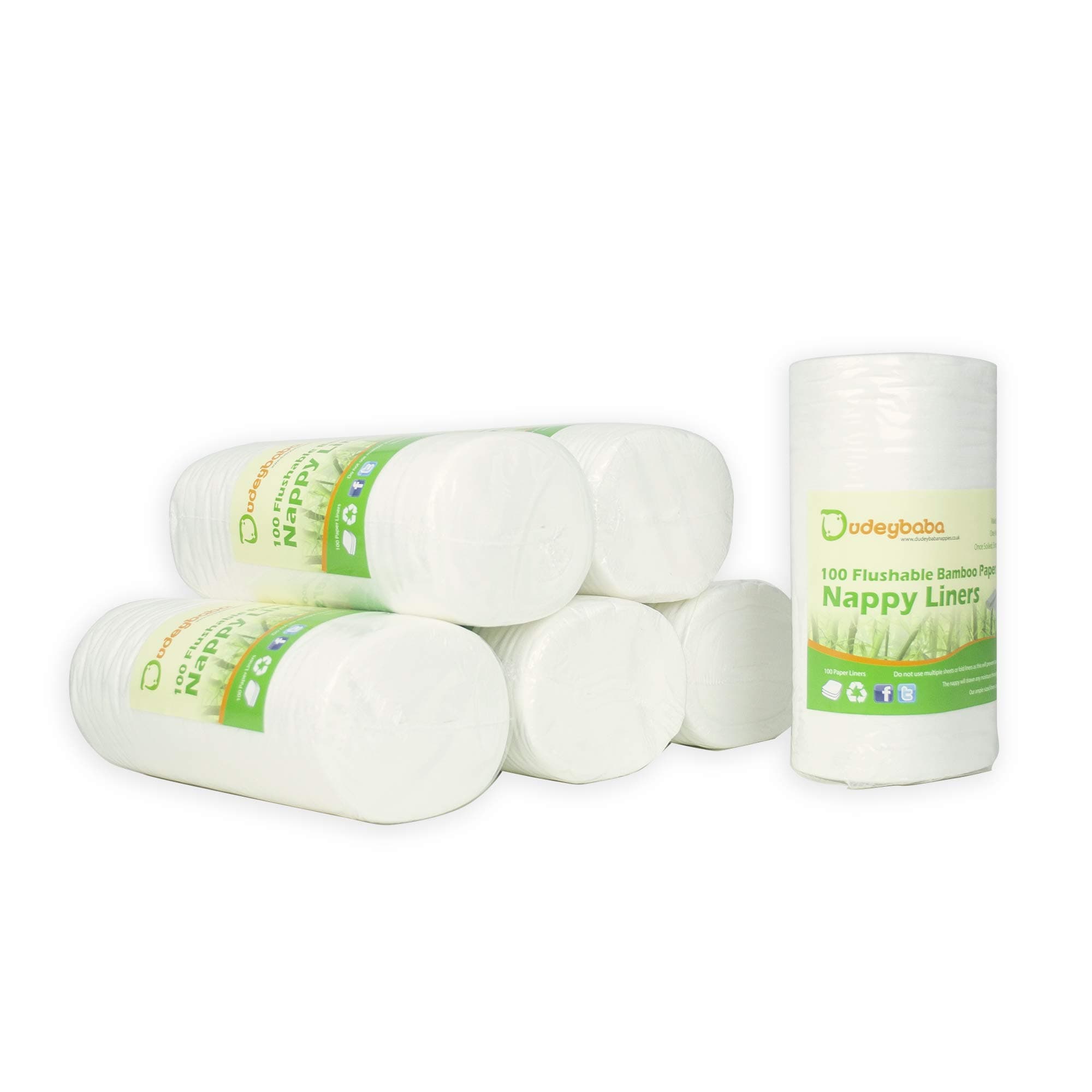 6x Roll of 100 Dudeybaba Flushable Bamboo Nappy Liners