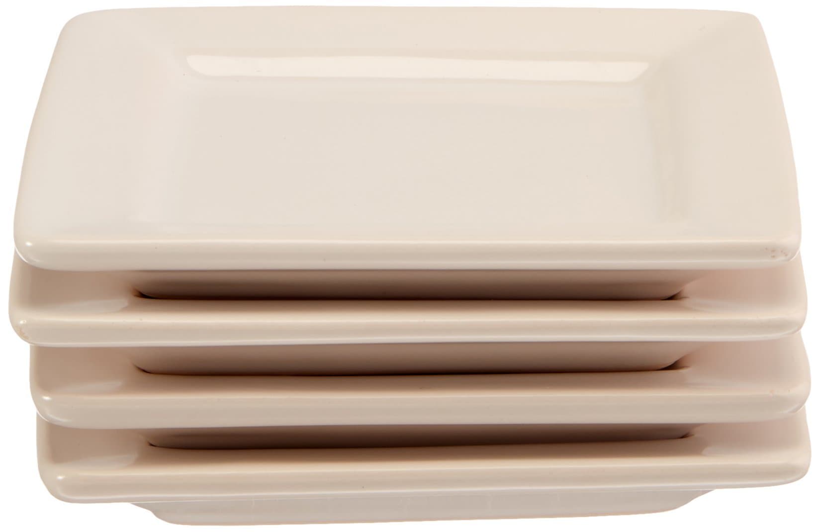 National Imports Dessert Plates Appetizer Small Ceramic Square Plate Set of 4 Mini Snack White