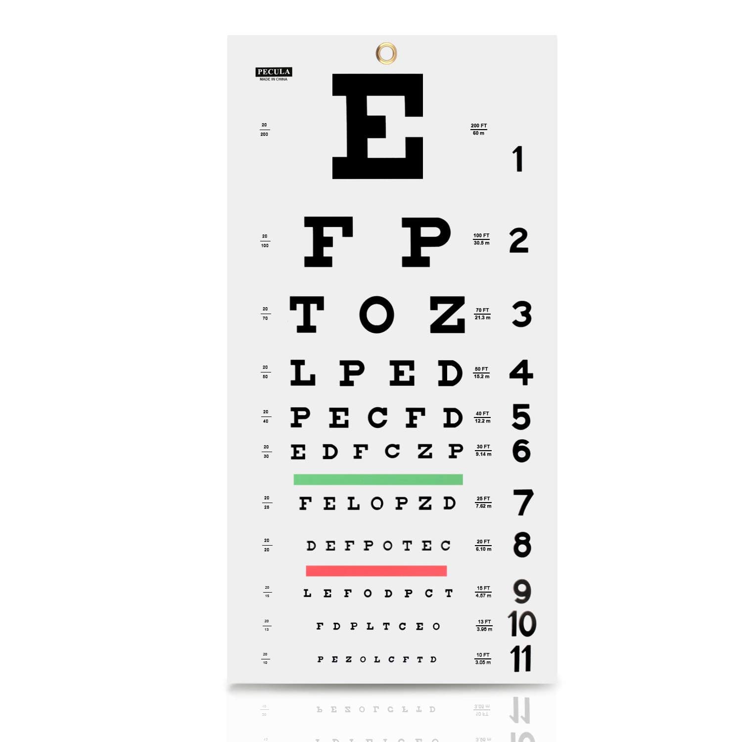 PECULA Eye Chart for Exams - Snellen Wall Chart 20 Feet, 11 X 22 in.