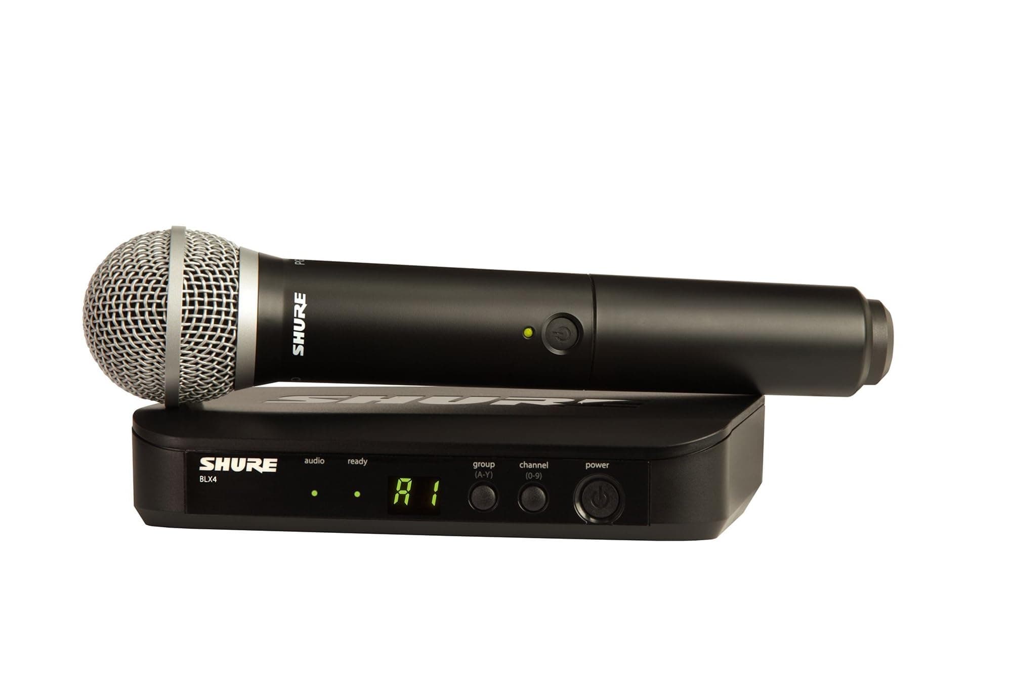 Shure BLX24/PG58 Wireless Microphone System - 14-Hour Battery Life, 300 ft Range, UHF | Includes PG58 Handheld Vocal Mic, Single Channel Receiver | H10 Band (BLX24/PG58-H10)