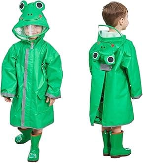 SSAWcasa Rain Poncho Kids with Hood, Toddler Rain Jacket Coat Girls Boys, Children Baby Raincoat Rainwear Gear Outerwear