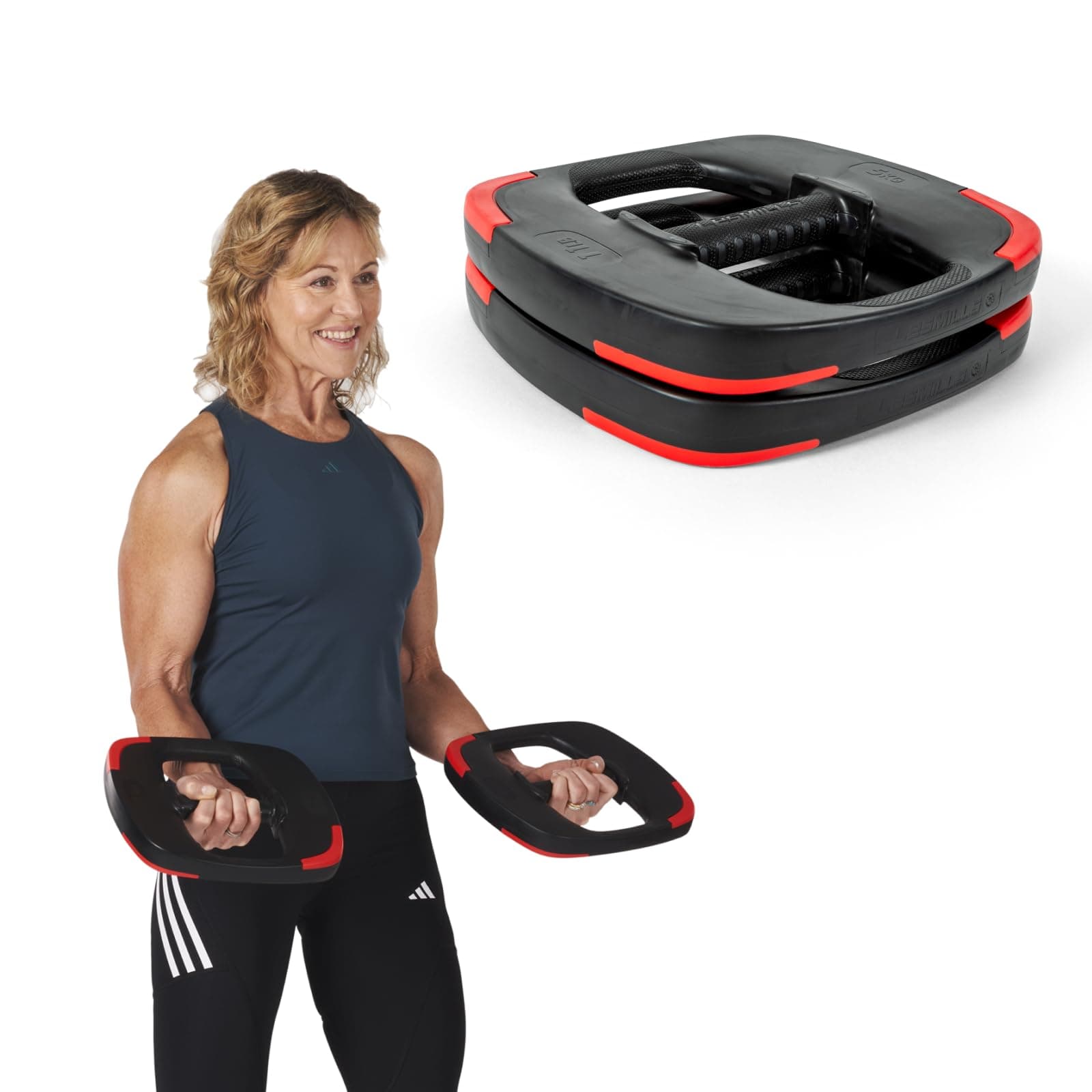 Les Mills™ Dual Purpose Ergonomic Exercise Weight Plates for Total Body Workouts