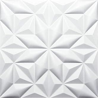 Art3d 3D Leather Tiles Decoartive 3D Wall Panels, White Pyramid 23.6" x 23.6" (6 Pack)