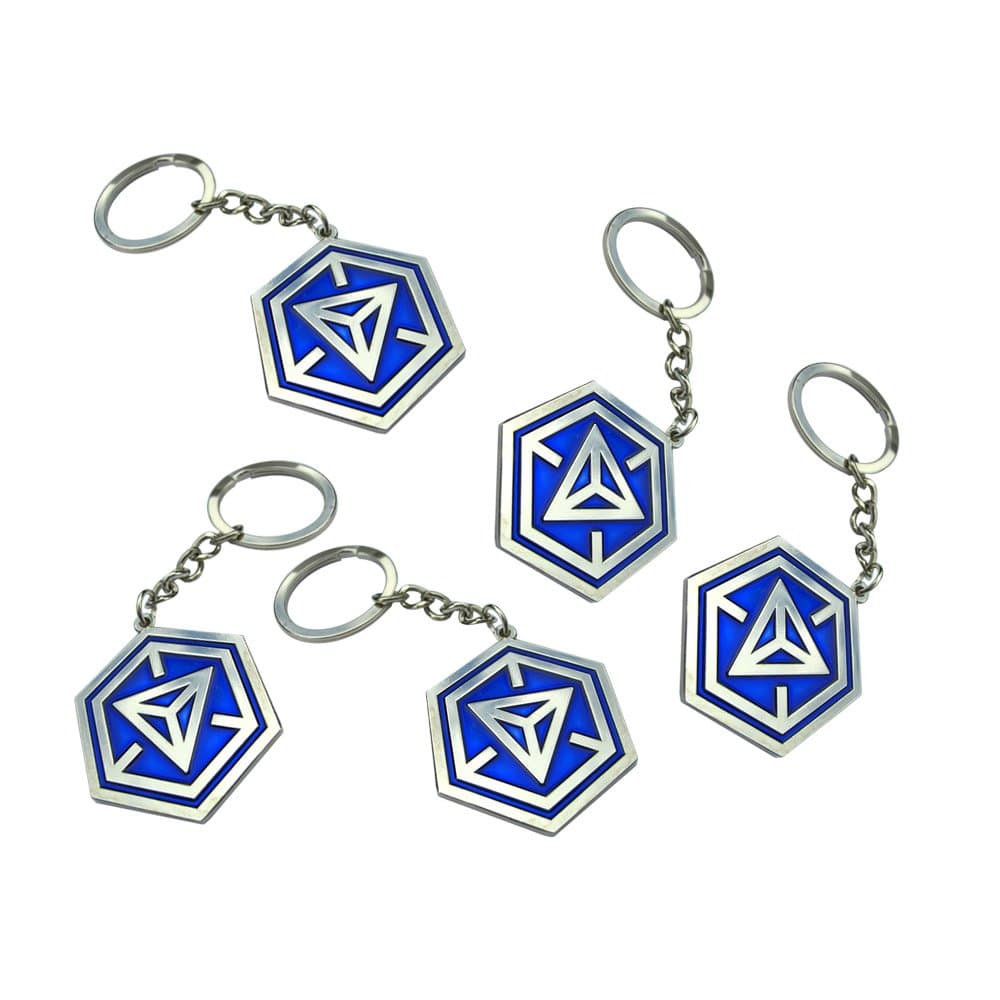 5 Pc Pack of Ingress Blue Niantic Hexagon Keychains