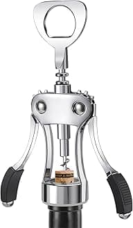 KORCCI Wine Opener, Heavy-Duty Zinc Alloy Wing Corkscrew, Premium Beer Bottle Opener, Multifunctional Wine Accessories with Ergonomic Handle and Sharp Screw, for Kitchen, Bar, Restaurant, Bartenders