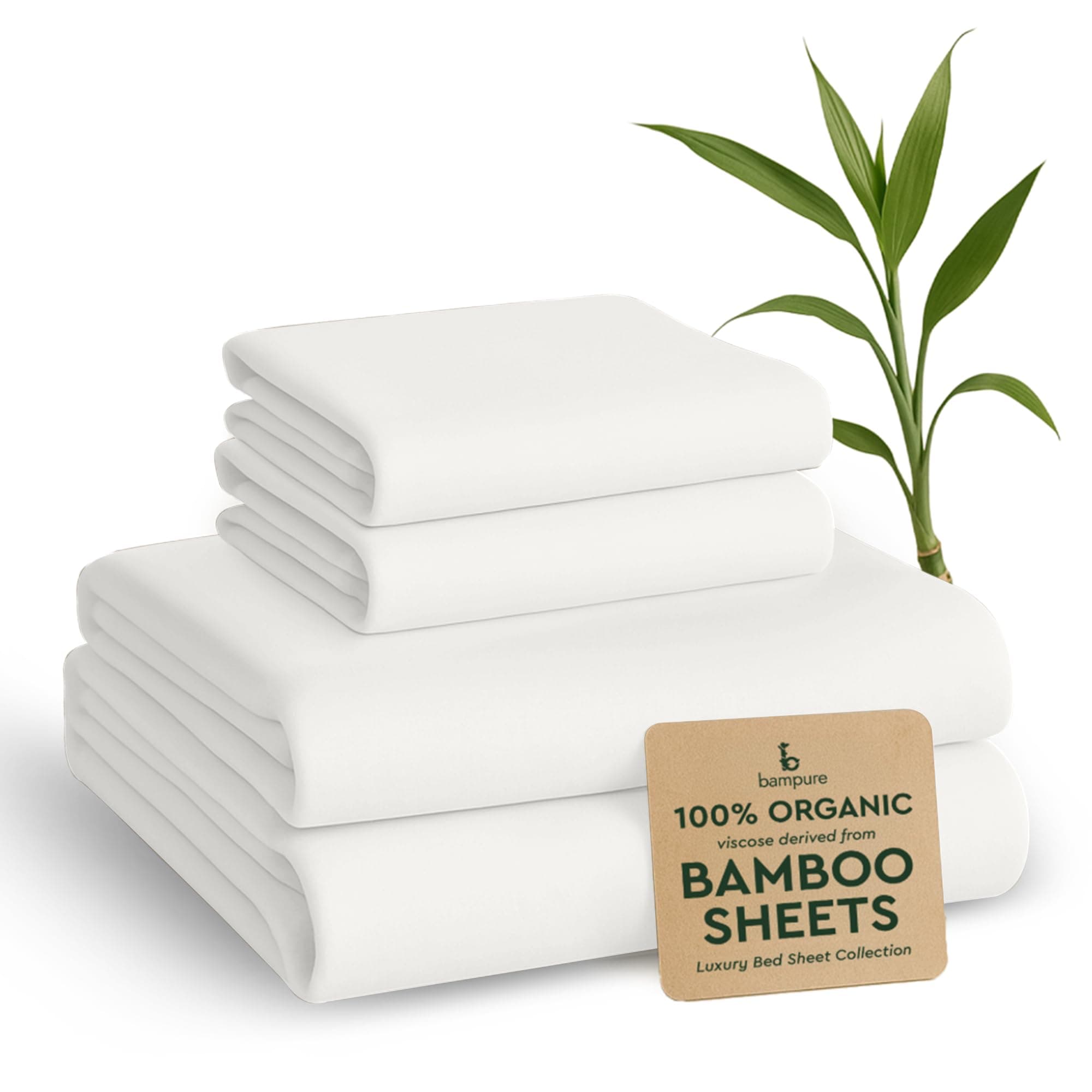 Luxury Series King Sheet Set - 100% Viscose derived from Bamboo Sheets King Size - Super Soft Viscose Bamboo Cooling Sheets for Hot Sleepers -Up to 16’’ Deep Pocket King Sheet Set (White)