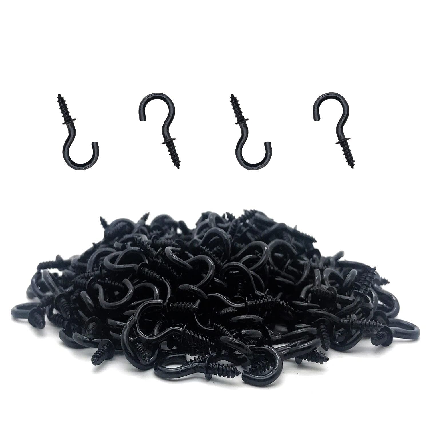 120 Pcs 1/2 Inch Screw-in Hooks Nickel Plated Metal Cup Hooks, Ceiling Hooks Black