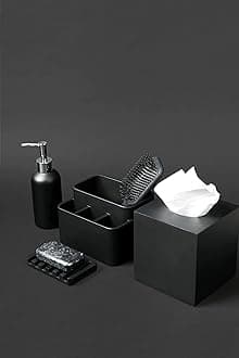 Essentra Home Matte Black Collection Square Tissue Box Cover