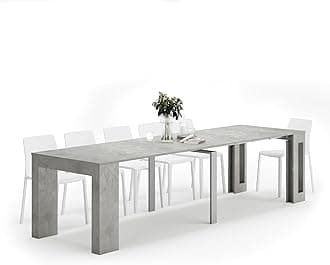 Easy, Extendable Console Table with Extension Leaves Holder, 17.7(120.1) x35.4 in, Concrete Effect, Grey, Made in Italy