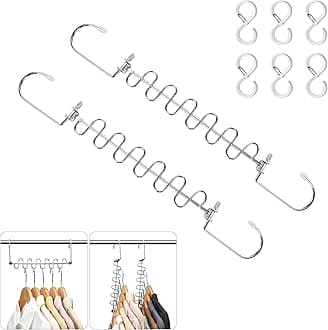 SODOI Space Saver Hangers, 2 Pack, Hook Coat Hangers, Vertical and Horizontal Use, 12 Tiers, Closet Storage, Laundry Dryer, Organization, Flexible, Convenient, Easy Hanging, Durable, Rustproof