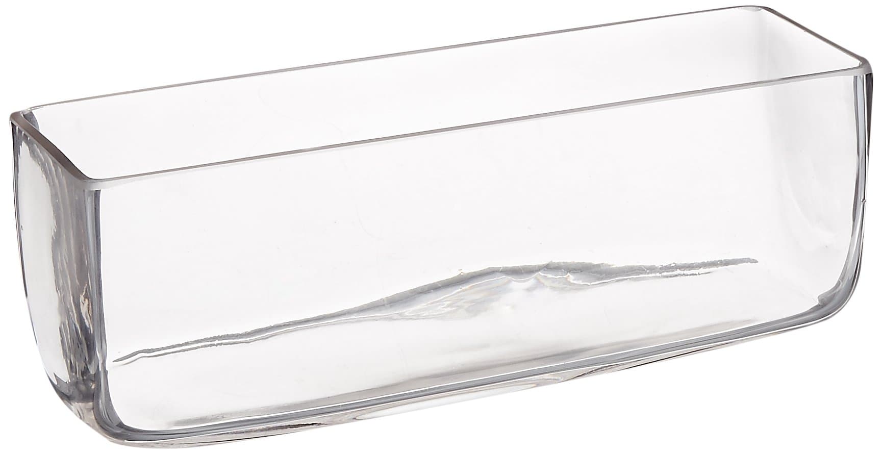 WGVI WGV Clear Long Rectangle Block Glass Vase, 4 by 12 by 4-Inch