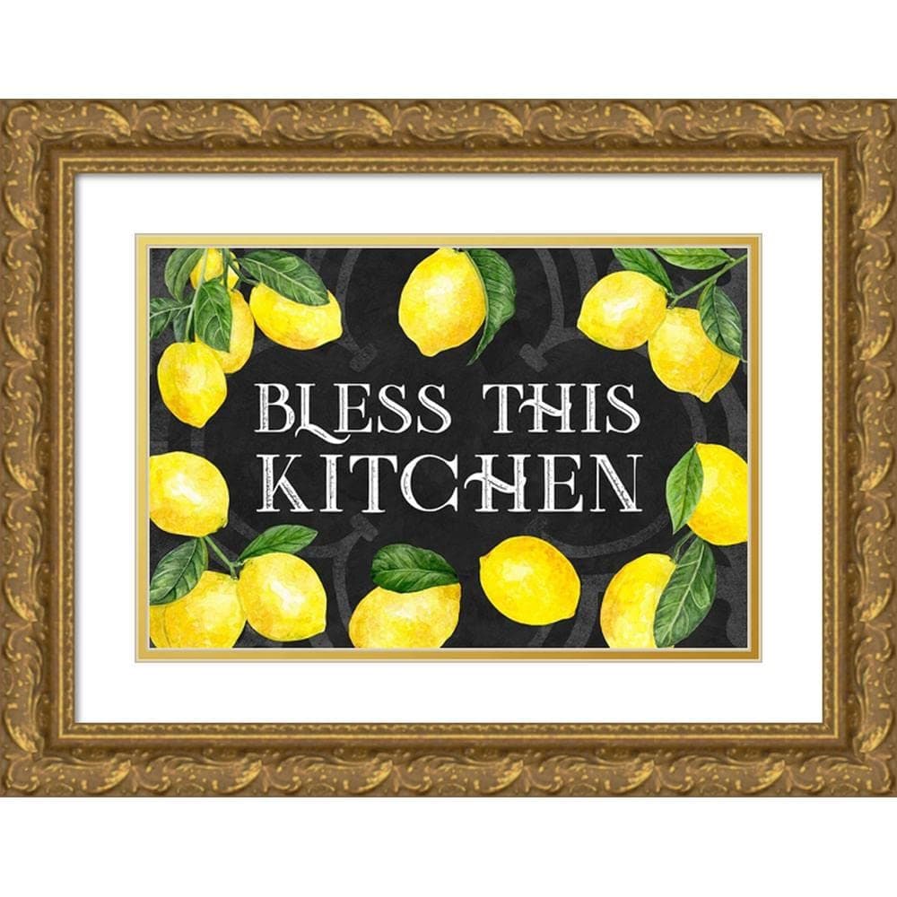 ArtDirect Live with Zest sentiment landscape I-Bless this Kitchen 24x17 Gold Ornate Wood Framed with Double Matting Museum Art Print by Reed, Tara