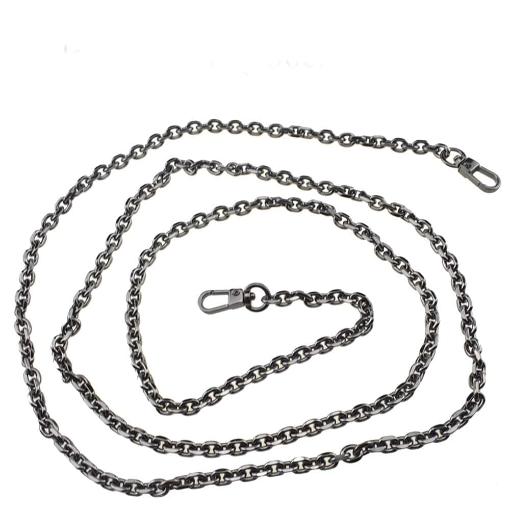 HAHIYO Mini Pochette Purse Chain Strap Thin Wide 6mm for LV Length 59.1 inches Thick 2mm Shiny Black for Shoulder Cross Body Sling Handbag Wallet Clutch Comfortable Flat Metal Strap 1 Pack