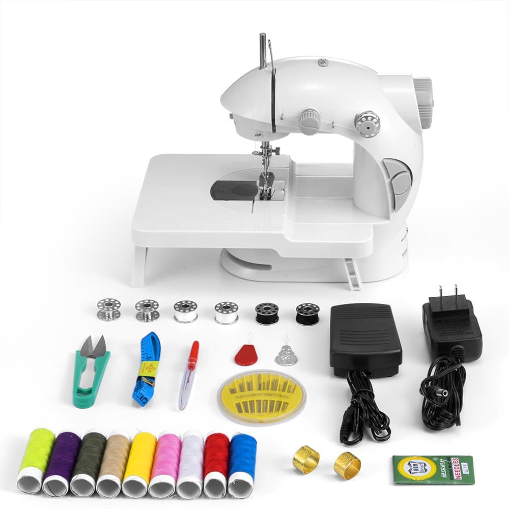 Mini Sewing Machine,Medelon Portable Electric Sewing Machine with Lamp and Thread Cutter, Foot Pedal and Extension Table