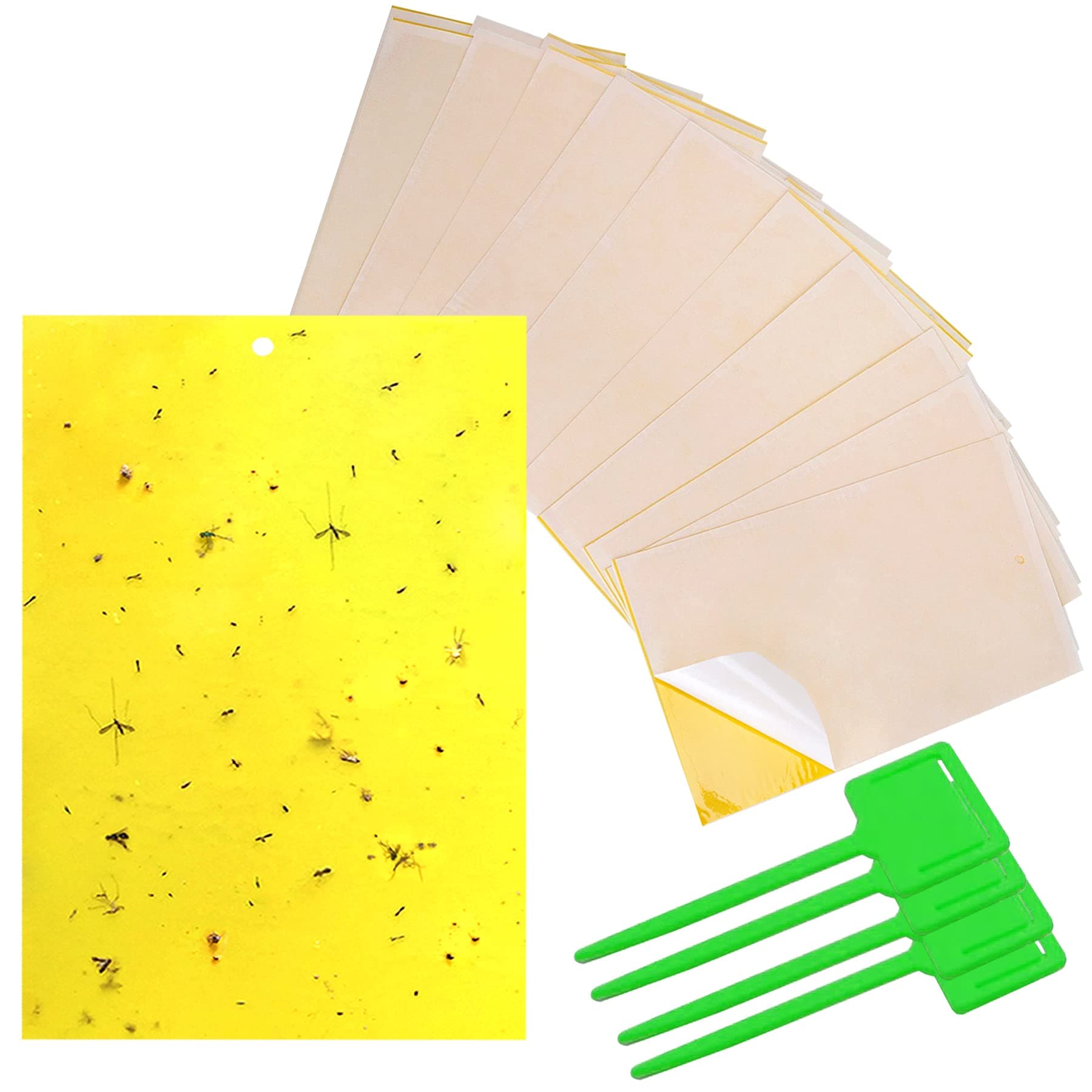 Gingbau 40-Pack Dual-Sided Yellow Sticky Traps for Flying Plant Insects Like Whiteflies, Fungus Gnats, Aphids, Leafminers and More (Twist Ties Included)