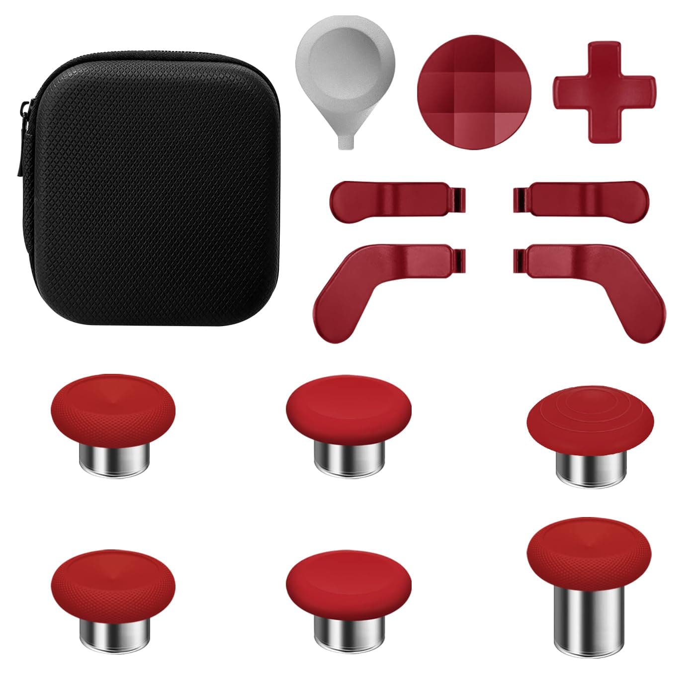 Metal Thumbsticks for Xbox One Elite Series 2 Controller, 13 in 1 Xbox Controller Elite Series 2 Replacement Gaming Accessories, Metal Mod 6 Swap Joystick, 4 Paddles, 2 D-Pads, 1 Tool, Red