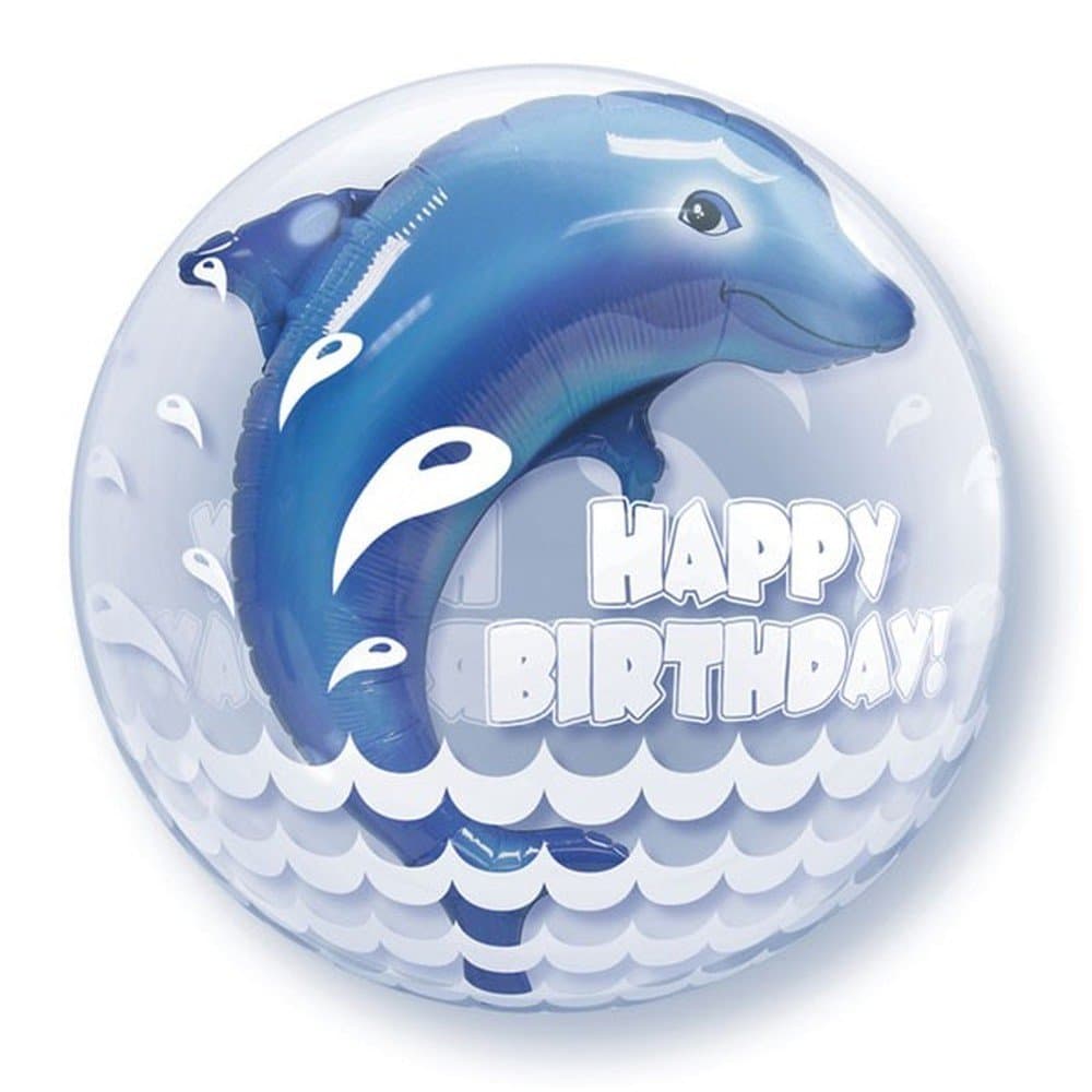 24" Birthday Dolphin Bubble Balloon