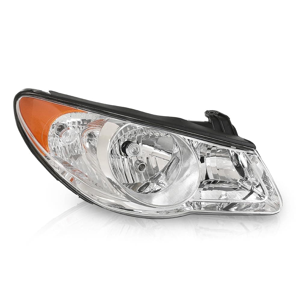 PIT66 Front Headlight Headlamp w/o Bulb Right Side Compatible with Hyundai Elantra 2007 2008 2009 2010 Clear Lens Chrome Houisng Amber Reflector