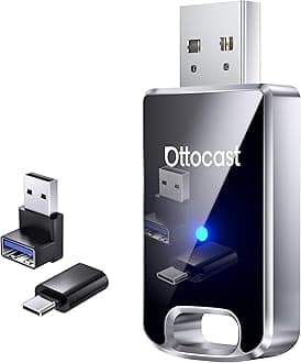 Mini Edge 2025 Wireless Carplay Adapter & Android Auto Wireless Adapter for Apple iPhone Samsung Android Phone 2-in-1, USB Car Accessories, 5 GHz Wi‑Fi Bluetooth 5.0 Voice Control Plug & Play