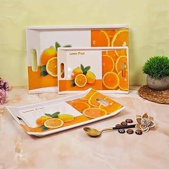 Crystal by Fedoy Melamine Serving Tray, Set of 3 (Small, Medium and Large Size) Villori Series Tray, Rectangular