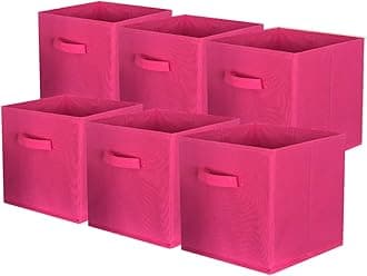 ShellKingdom Storage Bins, Foldable Fabric Storage Cubes And Cloth Storage Organizer Drawer For Closet And Toys Storage, 6 Pack (Fuchsia)