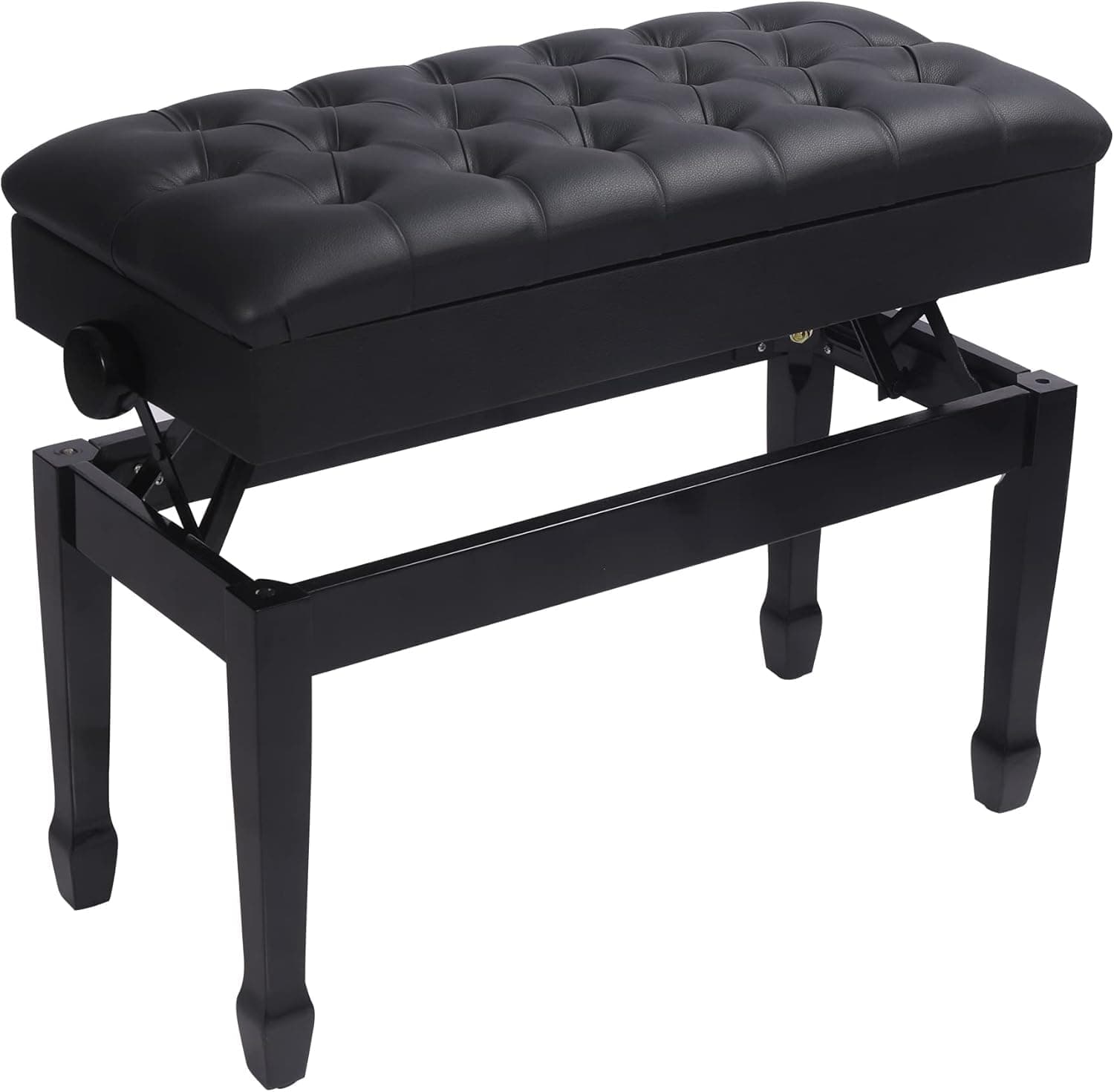 Adjustable Duet Piano Bench with Storage, Heavy Duty Double Piano Benches with Leather Cushion, Black Piano Bench for Adults, 13.8" D x 31.5" W x 19.3" H