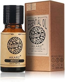 AKARZ Almond Essential Oil Natural Organic Pure Premium Therapeutic Almond Oil for Skin Body Hair Care,Diffuser, Candle,Soap,Making, DIY,Massage Aroma 10ml
