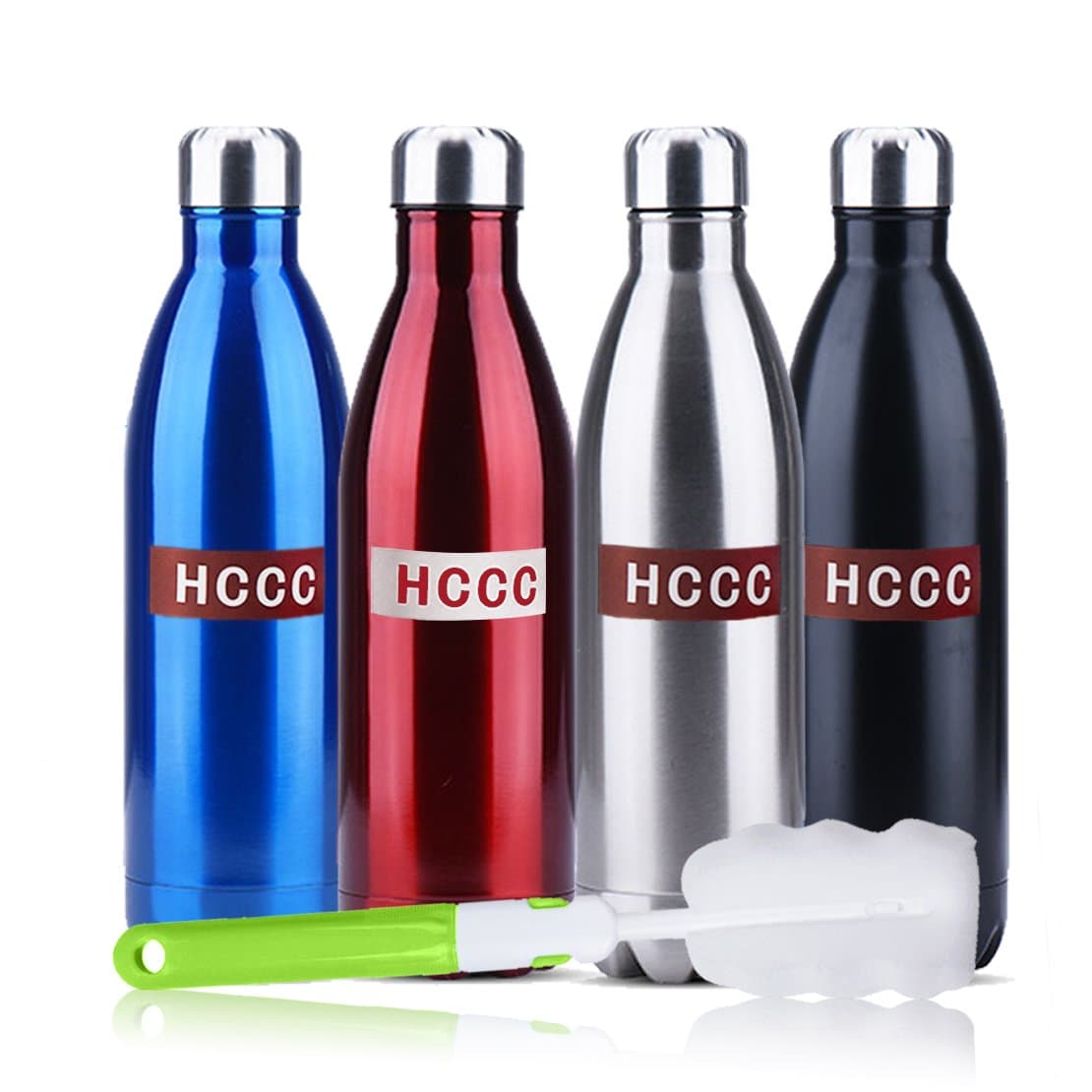 Vacuum Insulated Water Bottle 17 Oz(500 ml) HCCC Keeps Your Drink Hot & Cold Double Wall Stainless Steel (black)