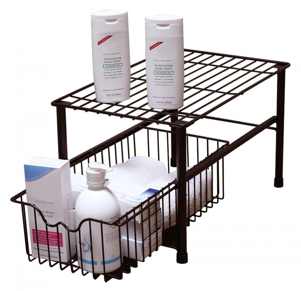 DecoBros Stackable Under Sink Cabinet Sliding Basket Organizer Drawer (Bronze)