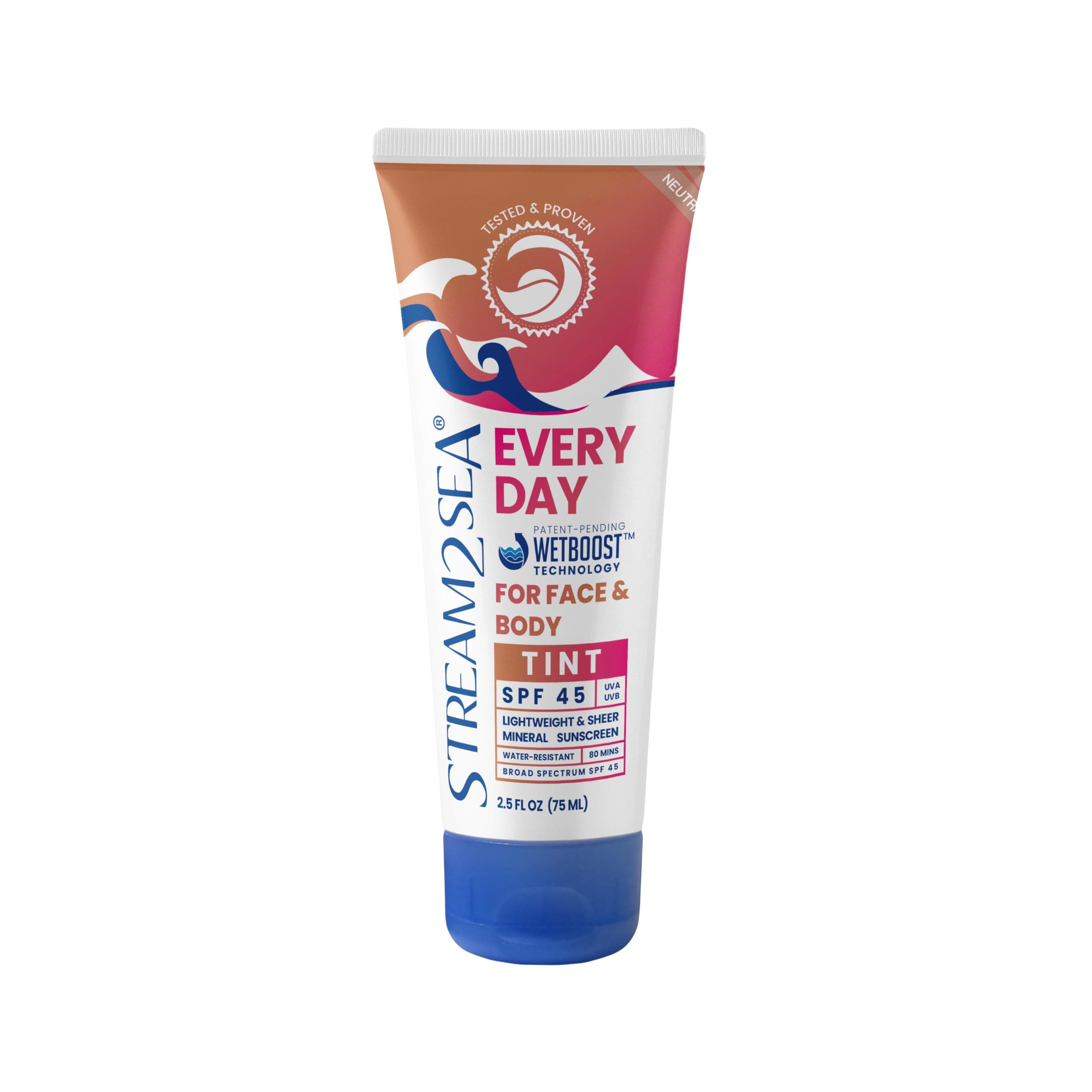 SPF 45 Every Day Tint Mineral Sunscreen | 2.5 Fl Oz Biodegradable, Paraben Free & Reef Safe | Non-Greasy Tinted Sunscreen For Face & Body Protection Against UVA & UVB
