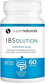 SuperNaturals IBSolution - Made in USA, Non-GMO, Gluten Free & Vegan (60 Capsules) - Digestive Gut Health Supplement With Psyllium Husk - Gas, Bloating, Diarrhea, Constipation Relief, Abdominal Pain