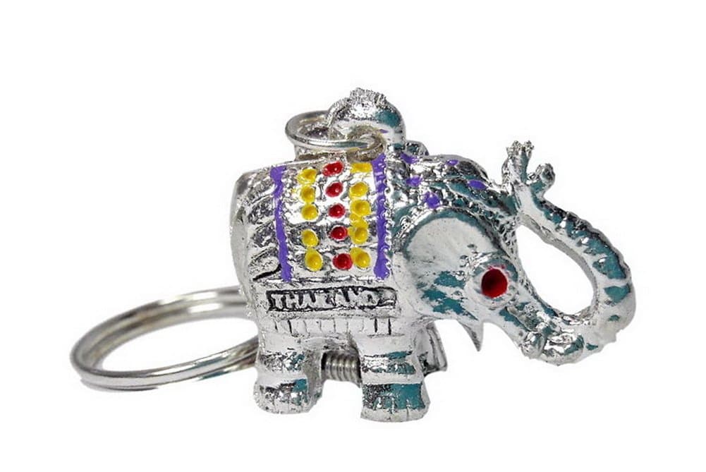 Lucky Elephant Keychain with Hidden Pill Box Charm Locket Silver