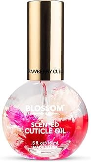 Blossom Cuticle Oil for Nails, Hydrating, Moisturizing, Scented Nail Oil Cuticle Care, Infused with Real Flowers, Made in USA, 0.5oz, Strawberry