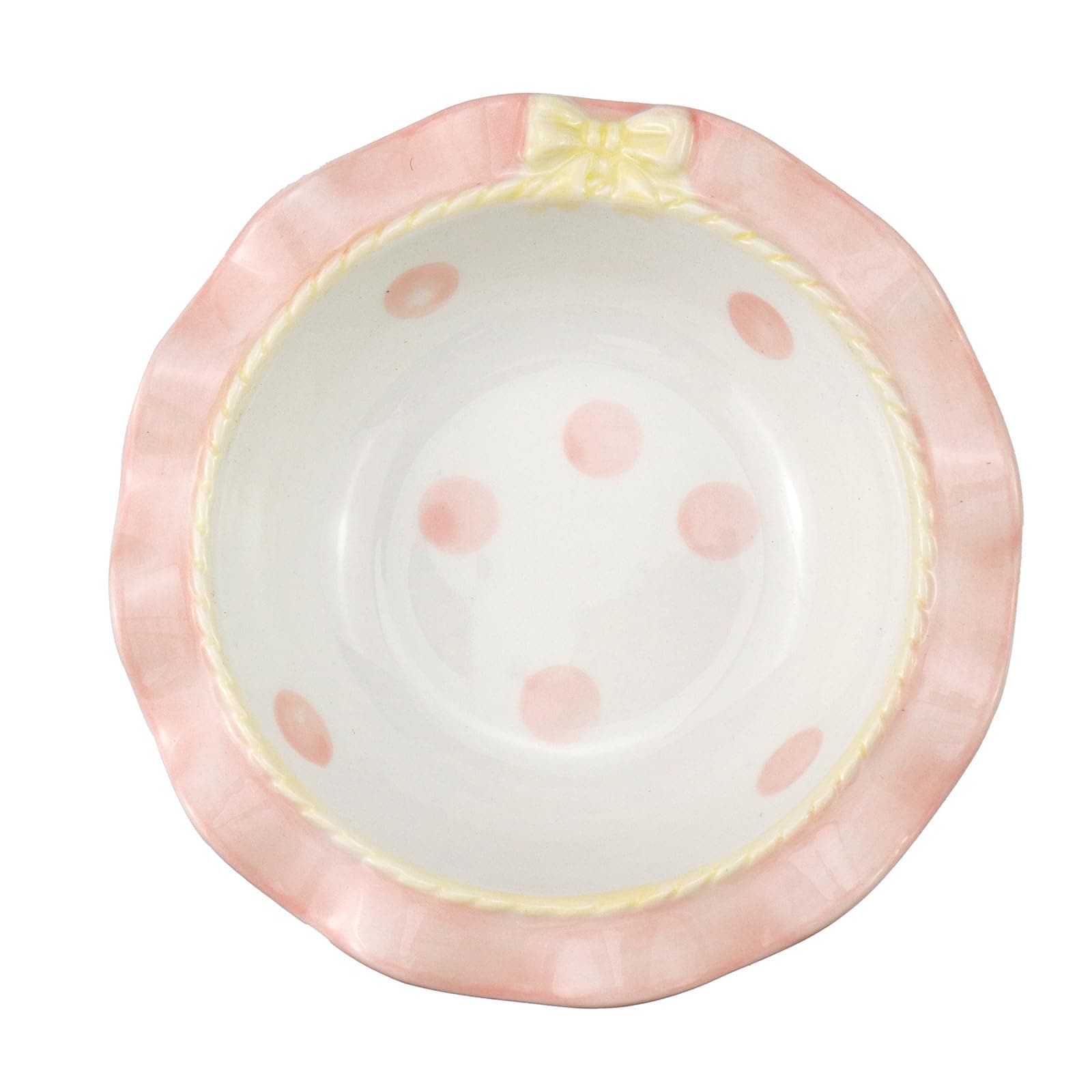 Bitray Cute Ceramic Bowls Pink Dot Ceramic Bowl Ceramic Salad Bowl Porcelain Dessert Bowl Suitable for Rice, Grain, Fruit, Cake Dim Sum (Pink-5 Inch)