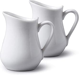 Wm Bartleet & Sons TSET17 , Set of 2 Porcelain Traditional Bellied Creamer Jug 80 ml, 0.64 fl.oz - White