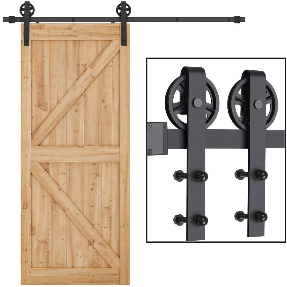 6.6ft Sliding Barn Door Hardware Kit, Dedoot Heavy Duty Single Door Rails, Smoothly and Quietly, Easy to Install, Fit 36"-40" Wide Door Panel (Big Wheel)