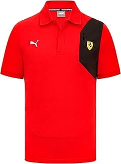 Scuderia Ferrari Men's Puma Small Shield Logo Polo Shirt-Red/Black