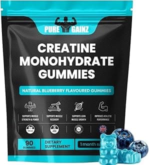 Creatine Monohydrate Gummies - 3000mg / 5000mg Per Serving - 1 Month Supply - Supports Muscle Growth - Blueberry Flavour- Vegan & Low Sugar - for Men & Women
