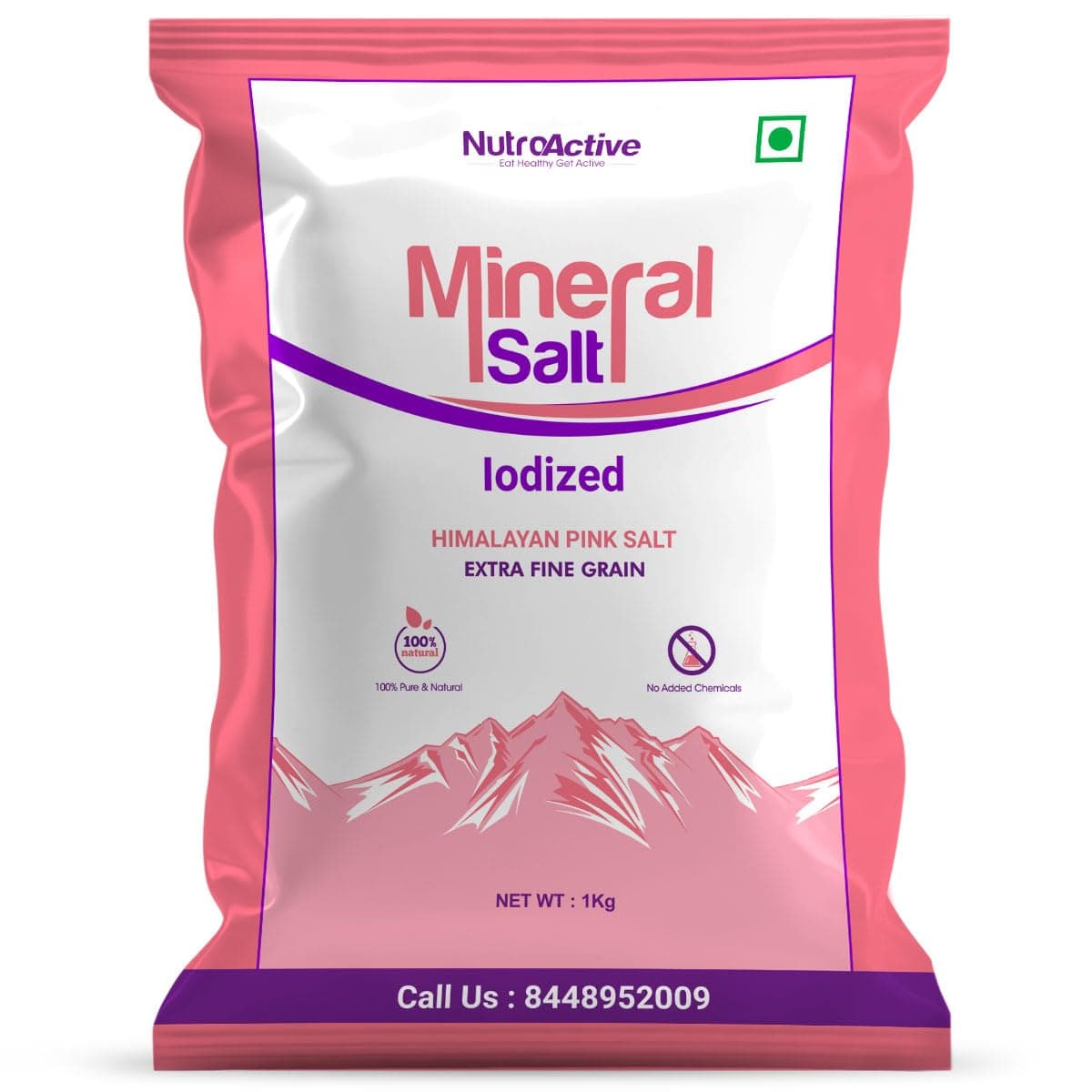 MineralSalt Iodized Himalayan Pink Rock Salt Extra Fine Grain 1 kg