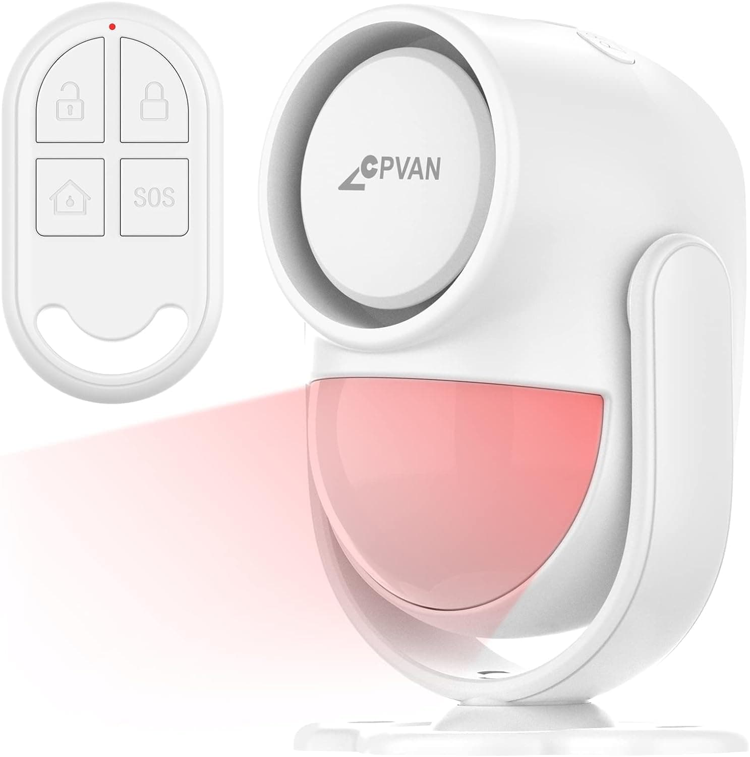 CPVAN Indoor Motion Sensor Alarm with Siren, Remote Control Wireless Infrared DIY PIR Motion Detector Burglar Alarm System, 125dB Adjustable, Battery Operated, for Home/Shed/Garage/Van/Shop.