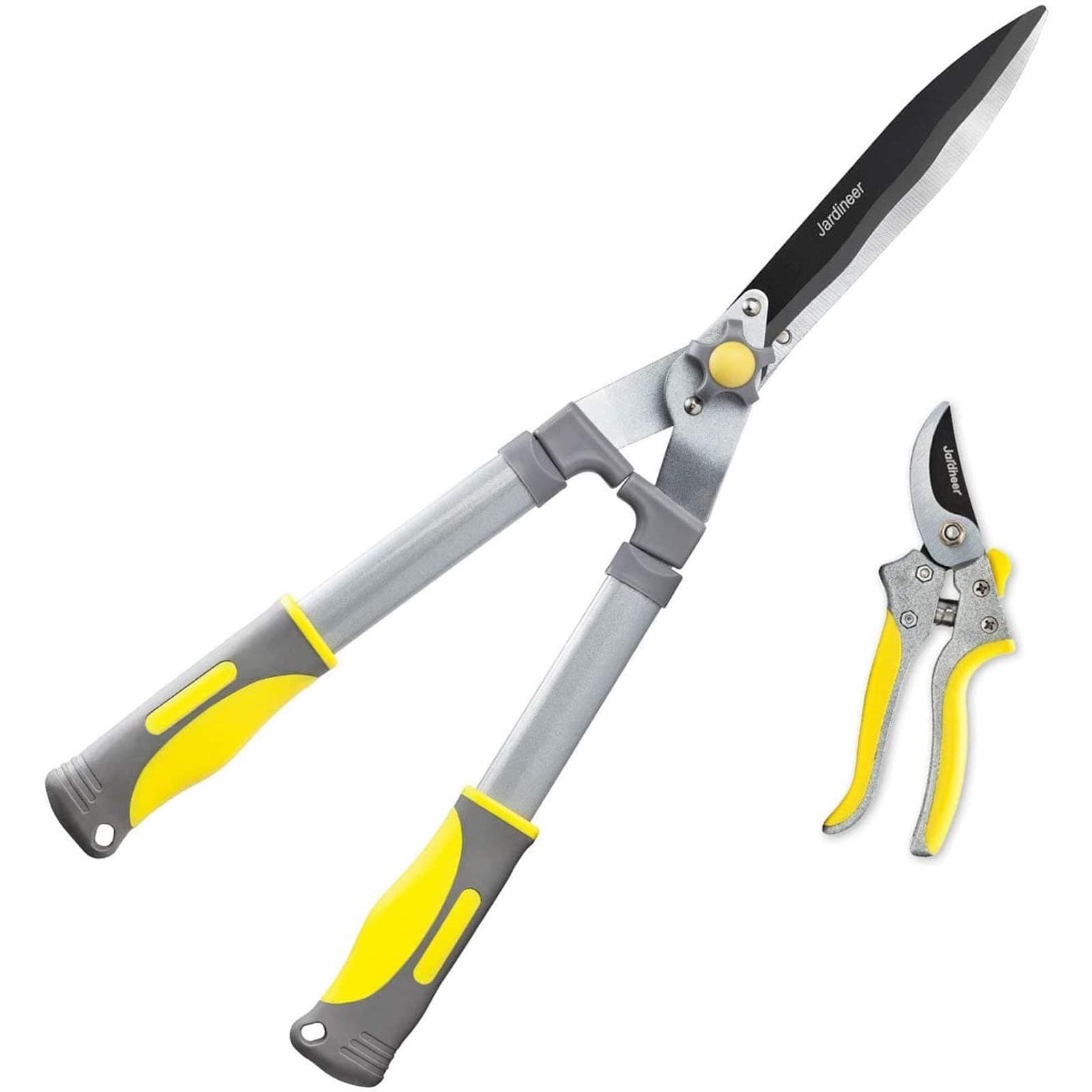 Jardineer 2Pack Hedge Shears & Pruners Set, 23.6'' Hedge Clippers for Trimming Bushes, Thick Branches, Borders, Handhled Shrub Trimmer with High Carbon Steel Wavy-Blade and Ergonomic TPR Grip