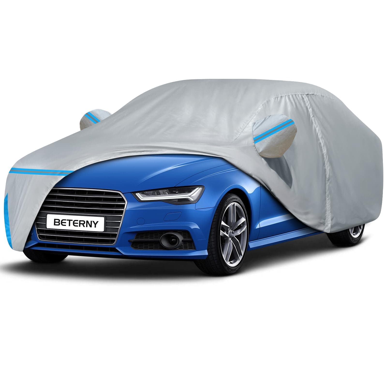 Car Covers for 2004-2025 Audi A6/S6, Waterproof Custom-fit All Weather Sun Rain UV Dust Snow Protection Outdoor A6 Full Car Cover with Door Zipper and Cotton Lining-Gray