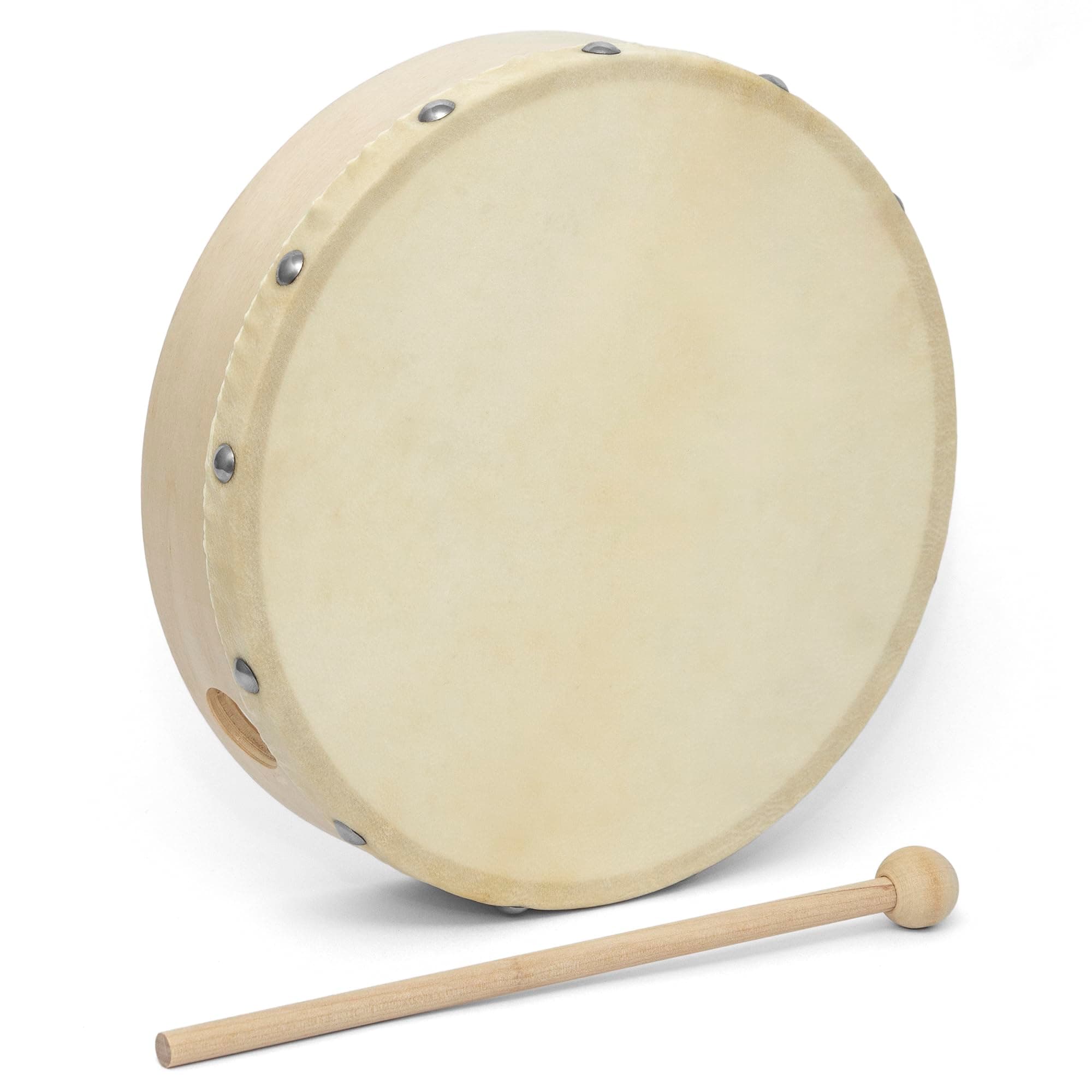 HD-8 Hand Drum - 8 Inch Pre-Tuned Frame Drum - Includes Beater - Authentic Goat Skin Drum Head
