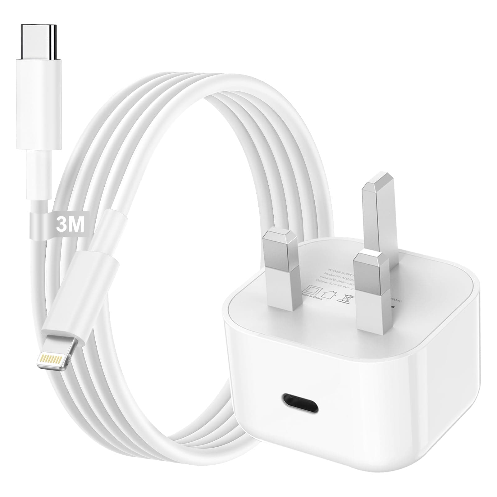 Poukey iPhone Charger Fast Charge, 20W iPhone Fast Charger Plug and Cable 3M [MFi Certified], iphone Fast charger Cable and Plug USB C Power Adapter for iPhone 14 13 12 11 Pro Max/Mini/XS/SE/8