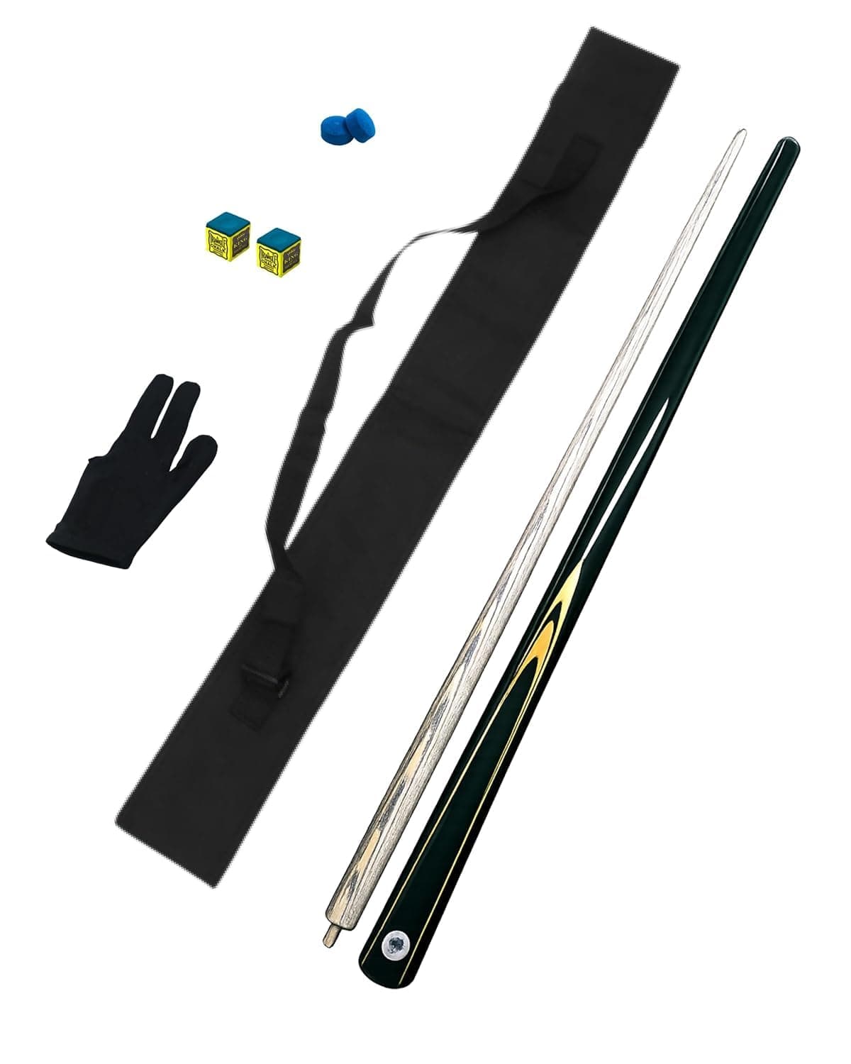 JBB Billiards Snooker Cue Stick and Pool Cue Stick Combo with 9mm Cue Stick, a Glove, 2 Tips, 2 chalks and a cue Cover