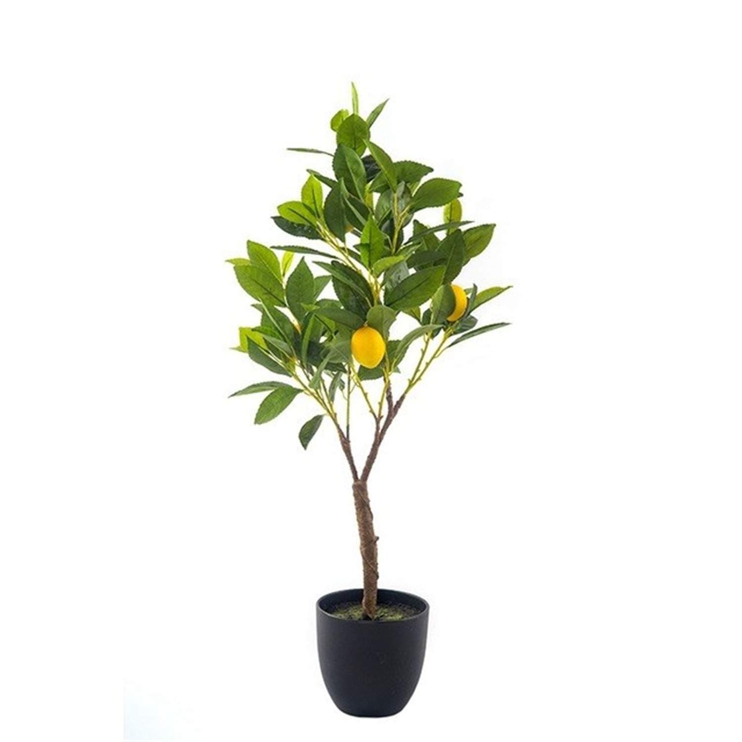 SUWIN Fresh Country Simulation Plant Lemon Tree, With Flower Pot, Plastic Handmade Fake Flower Potted Plant, Indoor And Outdoor Holiday Decoration, 35X72cm