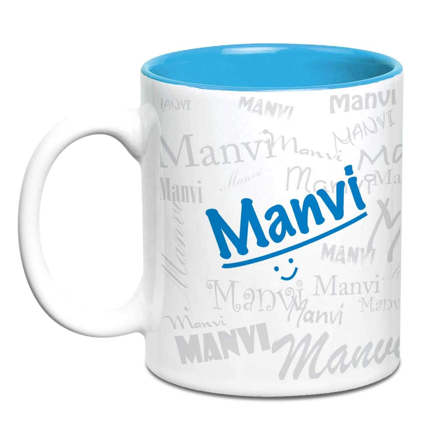 Hot MuggsMe Graffiti Mug - Manvi Personalised Name Ceramic, 315ml, 1 Unit