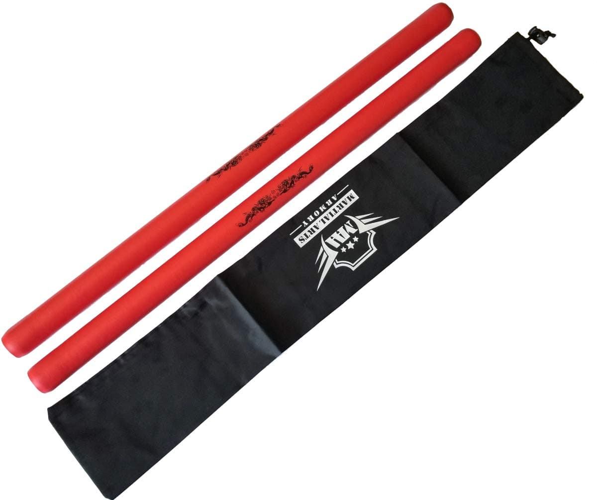 Foam Escrima Training Sticks with Armory Carry Bag Case - Pair