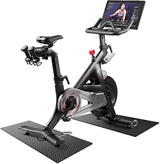 Bike Mat, Exercise Mat for Carpet & Hardwood Floors, Cushioned, Black