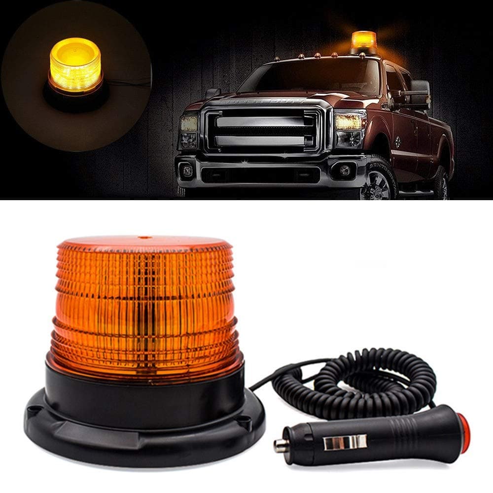 ConsWin Amber/Yellow LED Strobe Beacon Light,Emergency Warning Vehicle Light with DC10-80V Cigarette Lighter Plug for Cars and Trucks